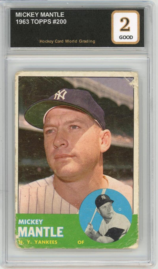 1963 Topps #200 Mickey Mantle Vintage Trading Card Graded Good HCWG 2 Image 1