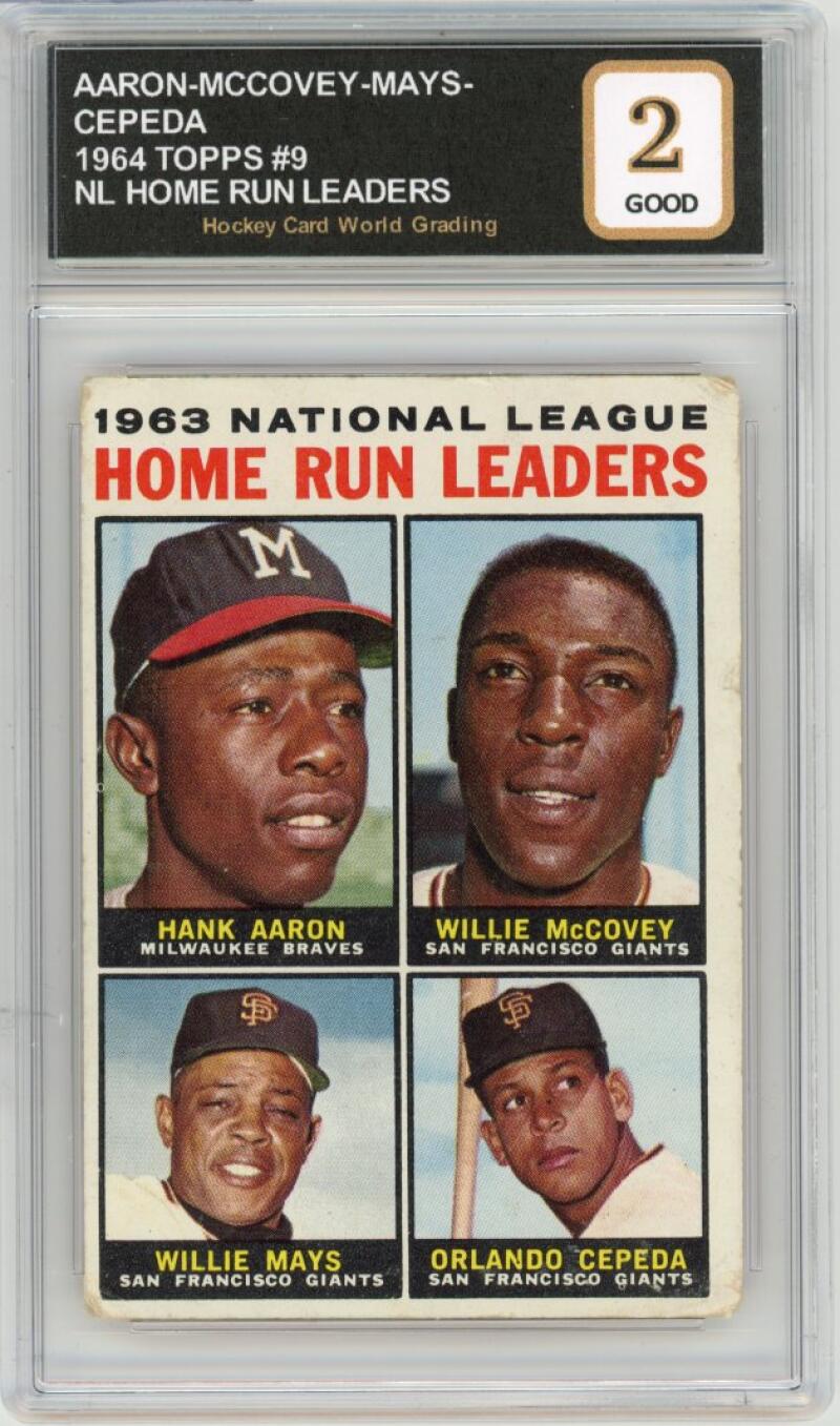 1964 Topps #9 Aaron-McCovey-Mays-Cepeda Home Run Vintage Graded Good HCWG 2 Image 1