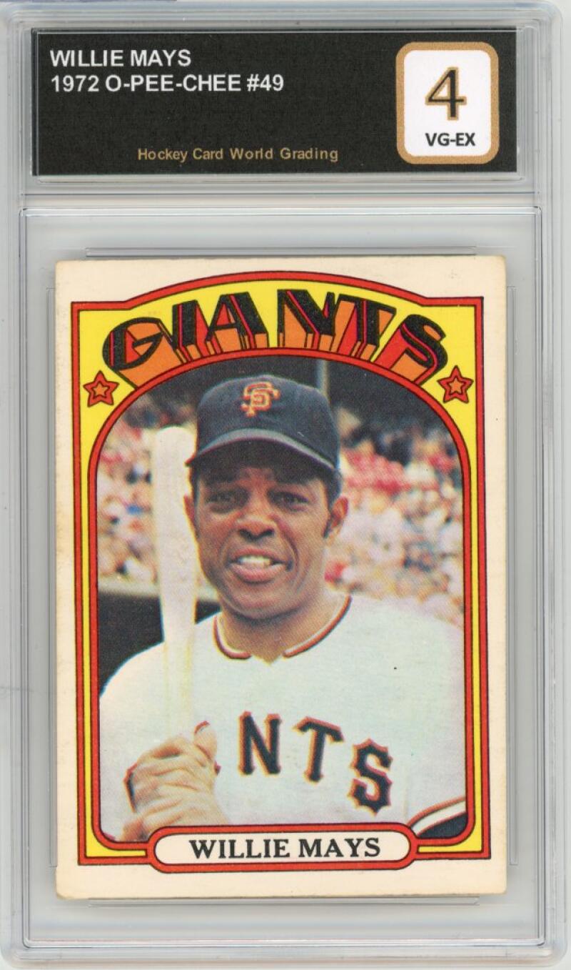 1972 O-Pee-Chee #49 Willie Mays Vintage Trading Card Graded VG-Ex HCWG 4 Image 1