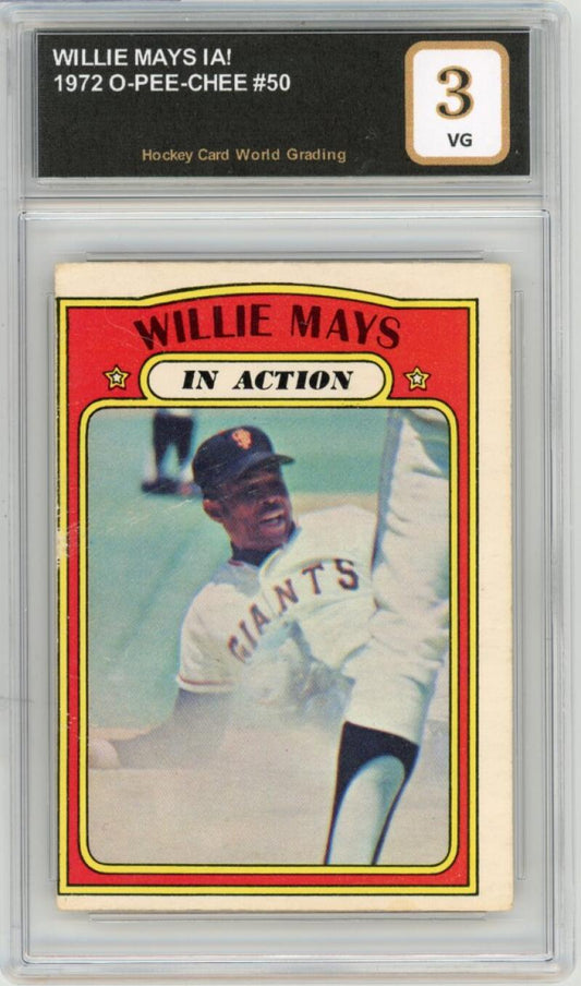 1972 O-Pee-Chee #50 Willie Mays Vintage Trading Card Graded VG HCWG 3 Image 1