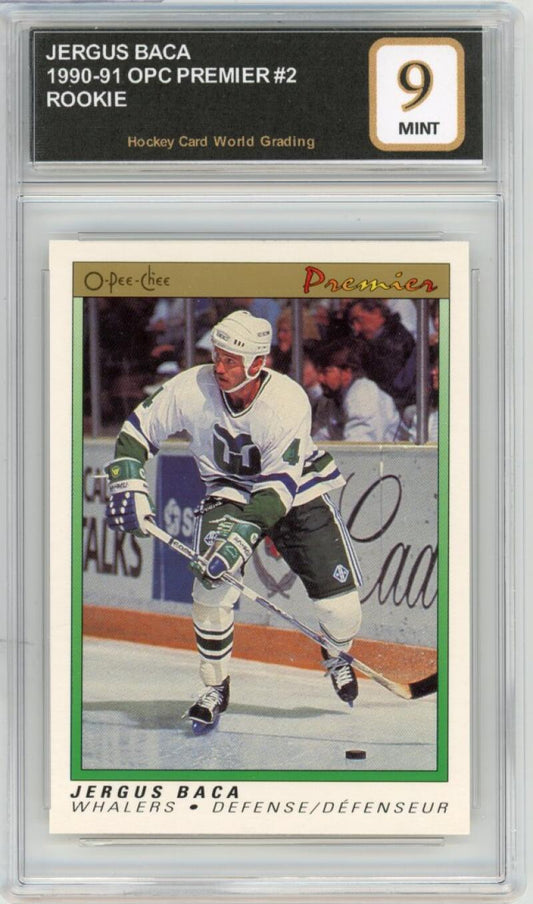 1990-91 OPC Premier #2 Jergus Baca Rookie RC Hockey Graded Mint HCWG 9 Image 1
