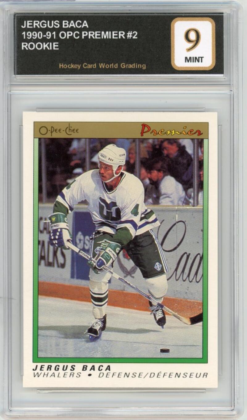 1990-91 OPC Premier #2 Jergus Baca Rookie RC Hockey Graded Mint HCWG 9 Image 1