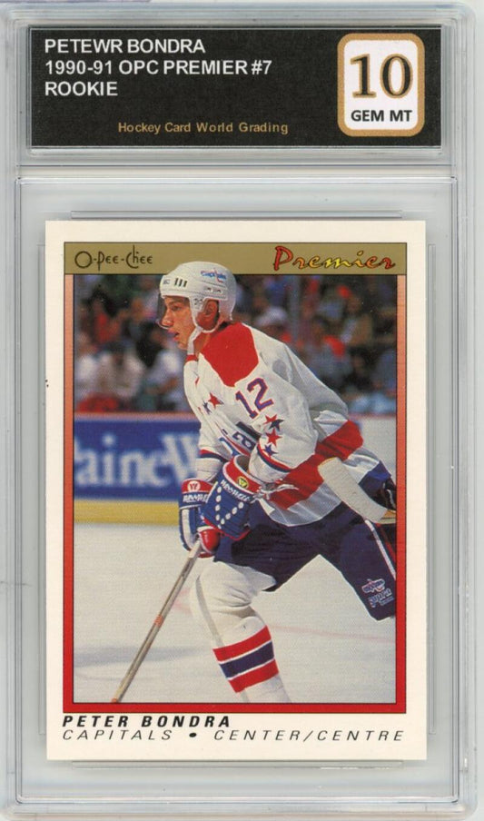 1990-91 OPC Premier #7 Peter Bondra Rookie RC Hockey Graded Mint HCWG 10 Image 1