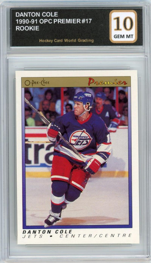 1990-91 OPC Premier #17 Danton Cole Rookie RC Hockey Graded Mint HCWG 10 Image 1