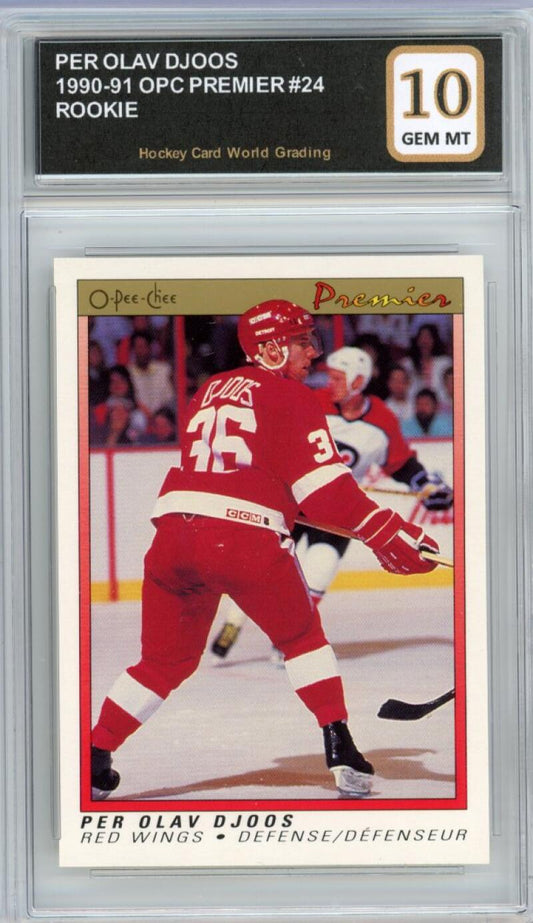 1990-91 OPC Premier #24 Per Olav Djoos Rookie RC Hockey Graded Mint HCWG 10 Image 1