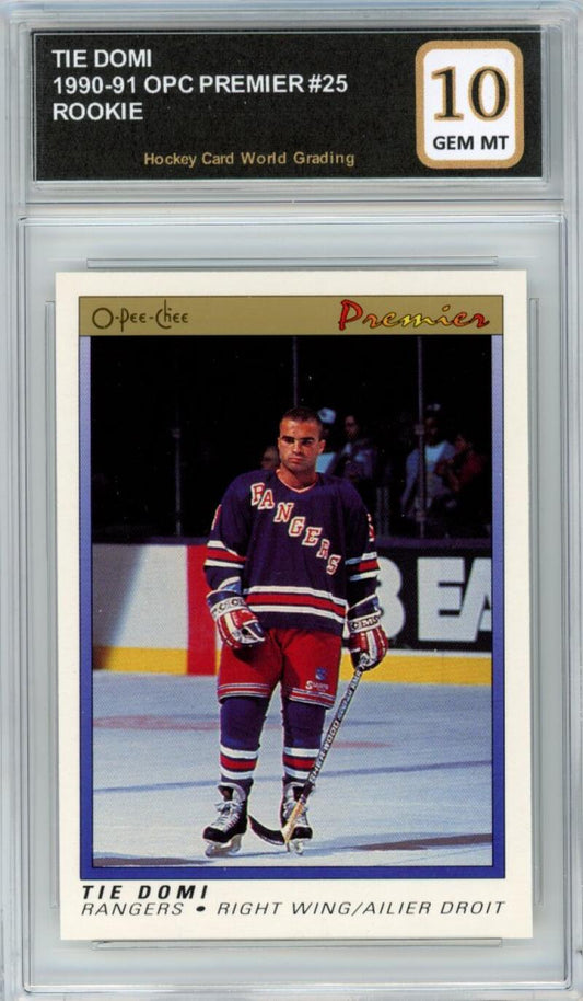 1990-91 OPC Premier #25 Tie Domi Rookie RC Hockey Graded Mint HCWG 10 Image 1