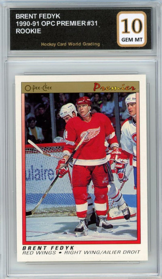 1990-91 OPC Premier #31 Brent Fedyk Rookie RC Hockey Graded Mint HCWG 10 Image 1