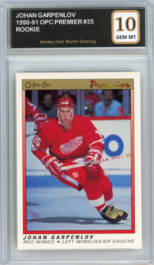 1990-91 OPC Premier #35 Johan Garpenlov Rookie RC Hockey Graded Mint HCWG 10 Image 1