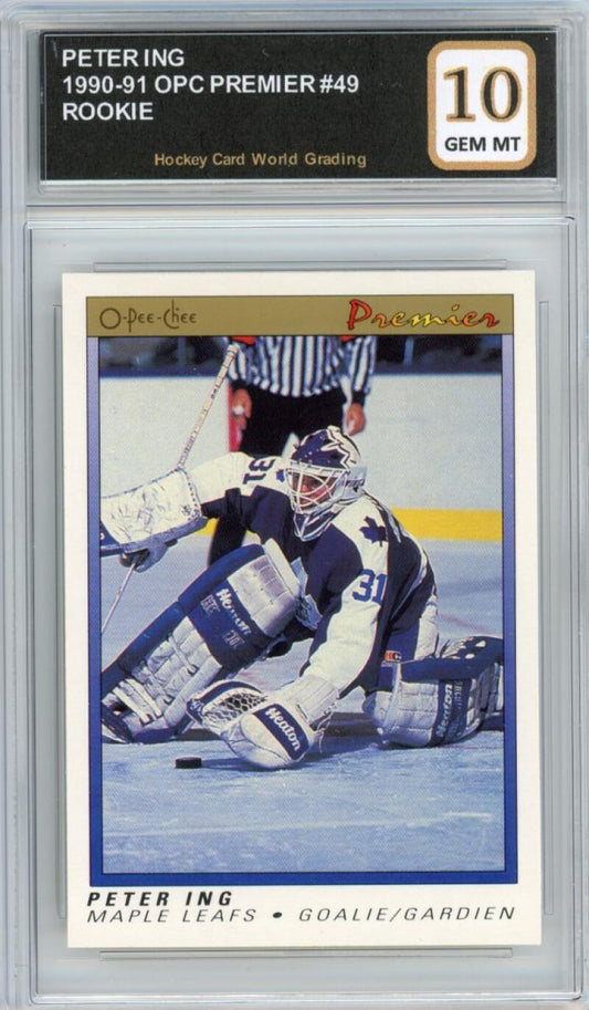 1990-91 OPC Premier #49 Peter Ing Rookie RC Hockey Graded Mint HCWG 10 Image 1