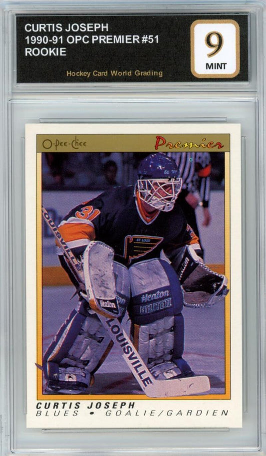 1990-91 OPC Premier #51 Curtis Joseph Rookie RC Hockey Graded Mint HCWG 9 Image 1