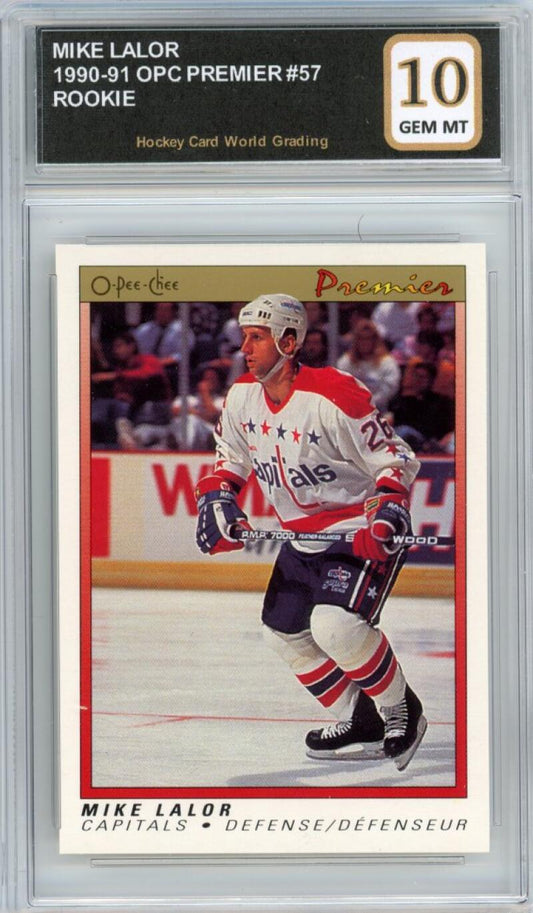 1990-91 OPC Premier #57 Mike Lalor Rookie RC Hockey Graded Mint HCWG 10 Image 1