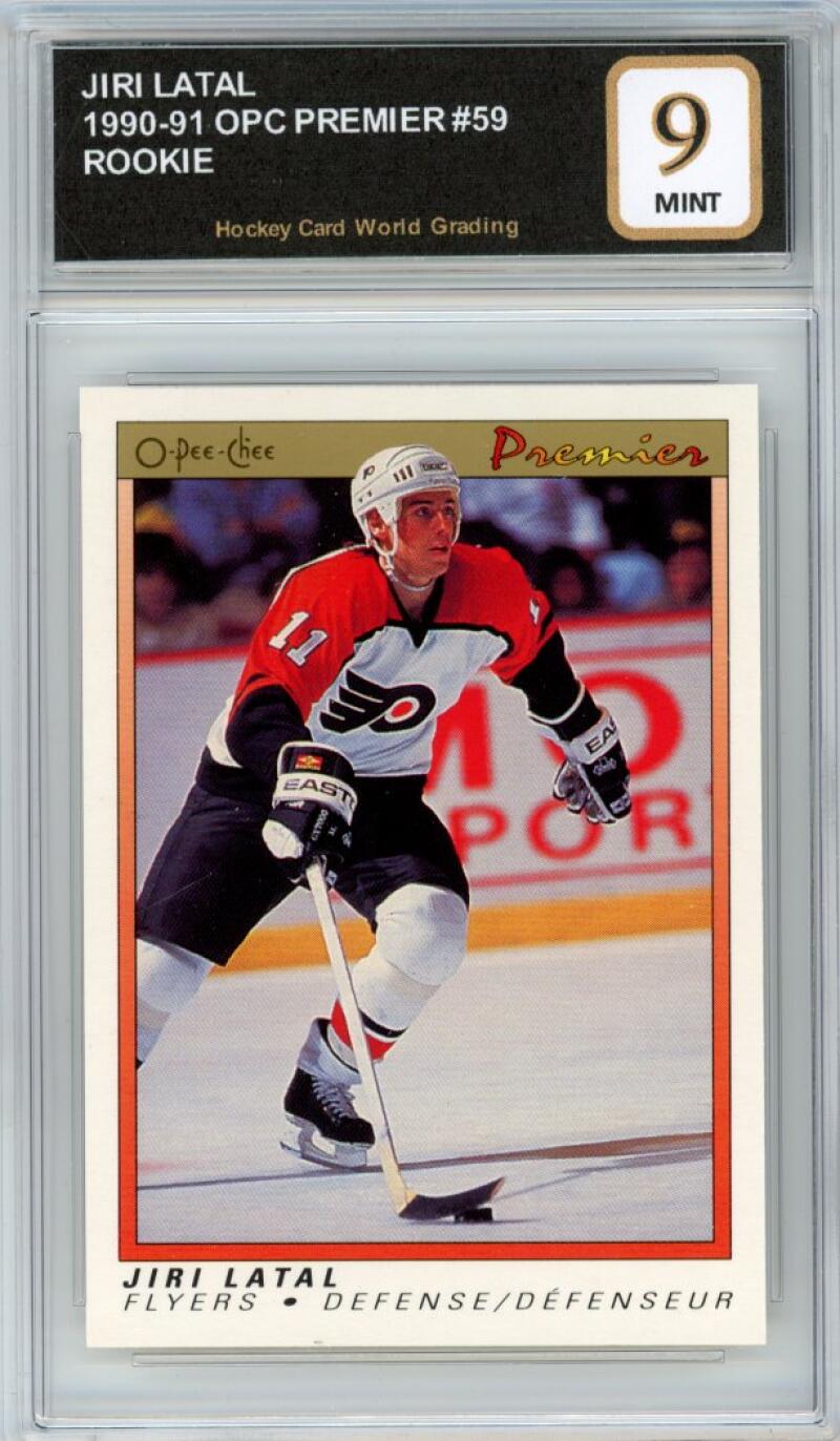 1990-91 OPC Premier #59 Jiri Latal Rookie RC Hockey Graded Mint HCWG 9 Image 1