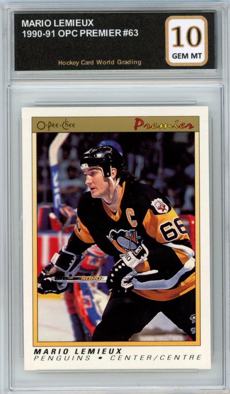 1990-91 OPC Premier #63 Mario Lemieux Hockey Graded Mint HCWG 10 Image 1