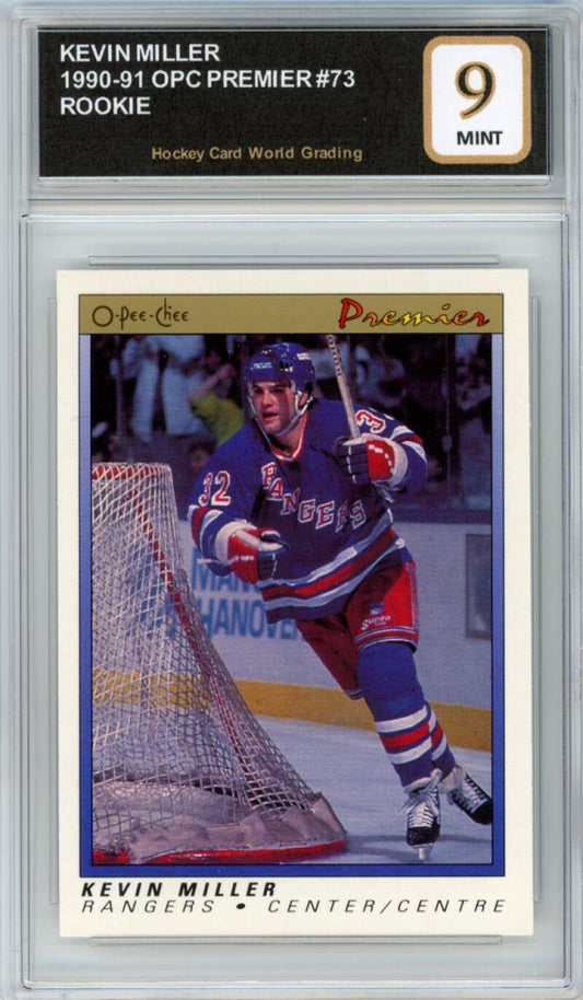 1990-91 OPC Premier #73 Kevin Miller Rookie RC Hockey Graded Mint HCWG 9 Image 1