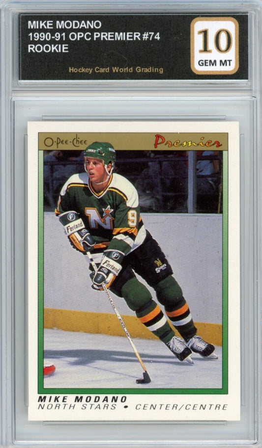 1990-91 OPC Premier #74 Mike Modano Rookie RC Hockey Graded Mint HCWG 10 Image 1