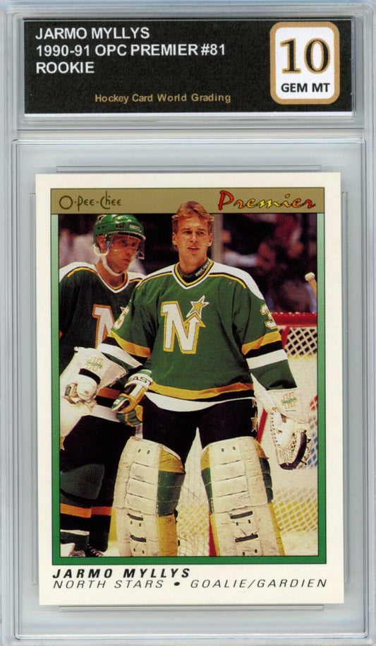 1990-91 OPC Premier #80 Jarmo Myllys Rookie RC Hockey Graded Mint HCWG 10 Image 1