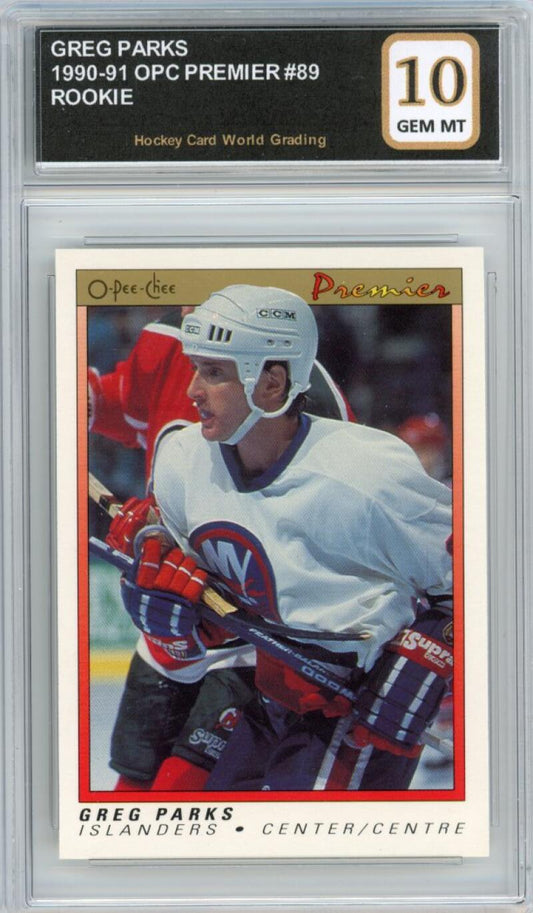 1990-91 OPC Premier #89 Greg Parks Rookie RC Hockey Graded Mint HCWG 10 Image 1