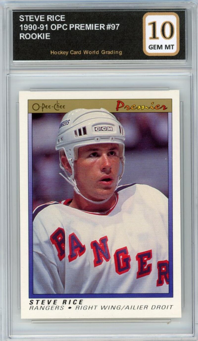 1990-91 OPC Premier #97 Steve Rice Rookie RC Hockey Graded Mint HCWG 10 Image 1