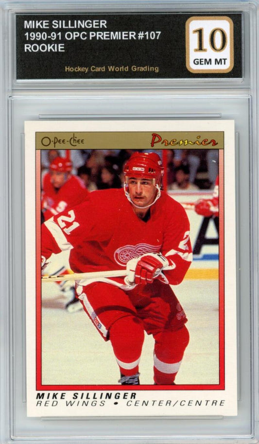 1990-91 OPC Premier #107 Mike Sillinger Rookie RC Hockey Graded Mint HCWG 10 Image 1