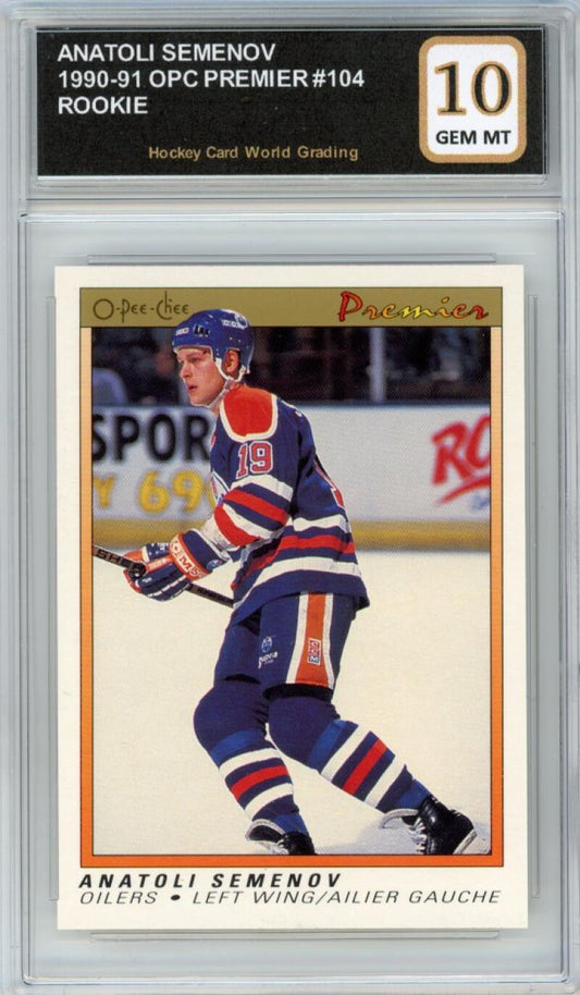 1990-91 OPC Premier #104 Anatoli Semenov Rookie RC Hockey Graded Mint HCWG 10 Image 1
