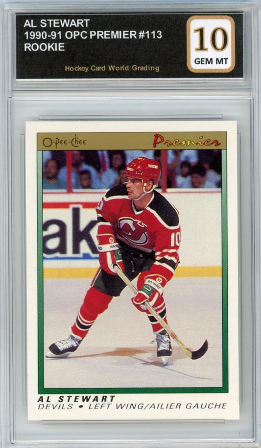 1990-91 OPC Premier #113 Al Stewart Rookie RC Hockey Graded Mint HCWG 10 Image 1
