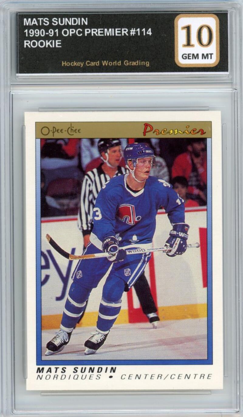 1990-91 OPC Premier #114 Mats Sundin Rookie RC Hockey Graded Mint HCWG 10 Image 1