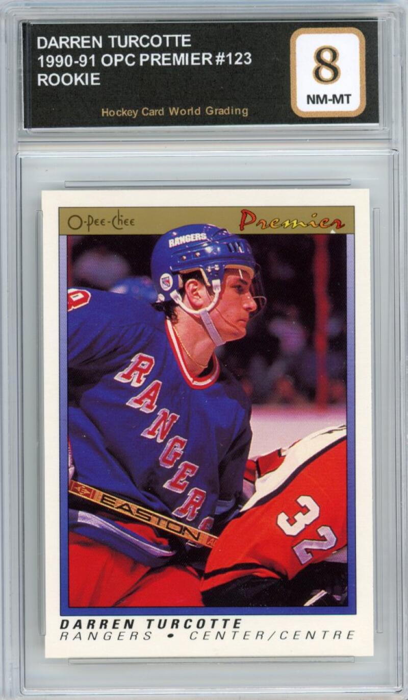 1990-91 OPC Premier #123 Darren Turcotte Rookie RC Hockey Graded Mint HCWG 8 Image 1