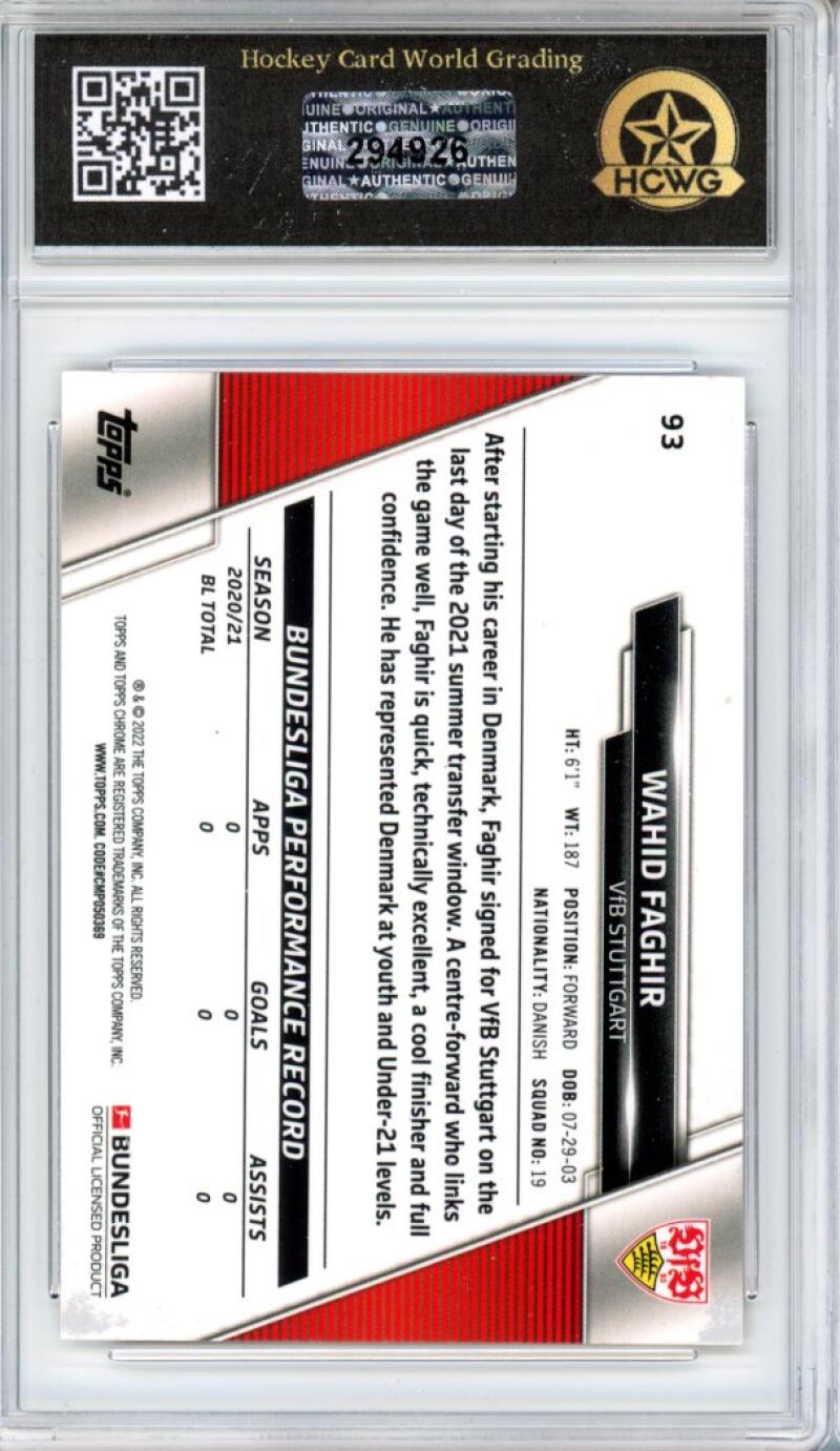 2021-22 Topps Chrome Bun. Refractor Gold Raywave Wahid Faghir Rookie HCWG 9 Image 2