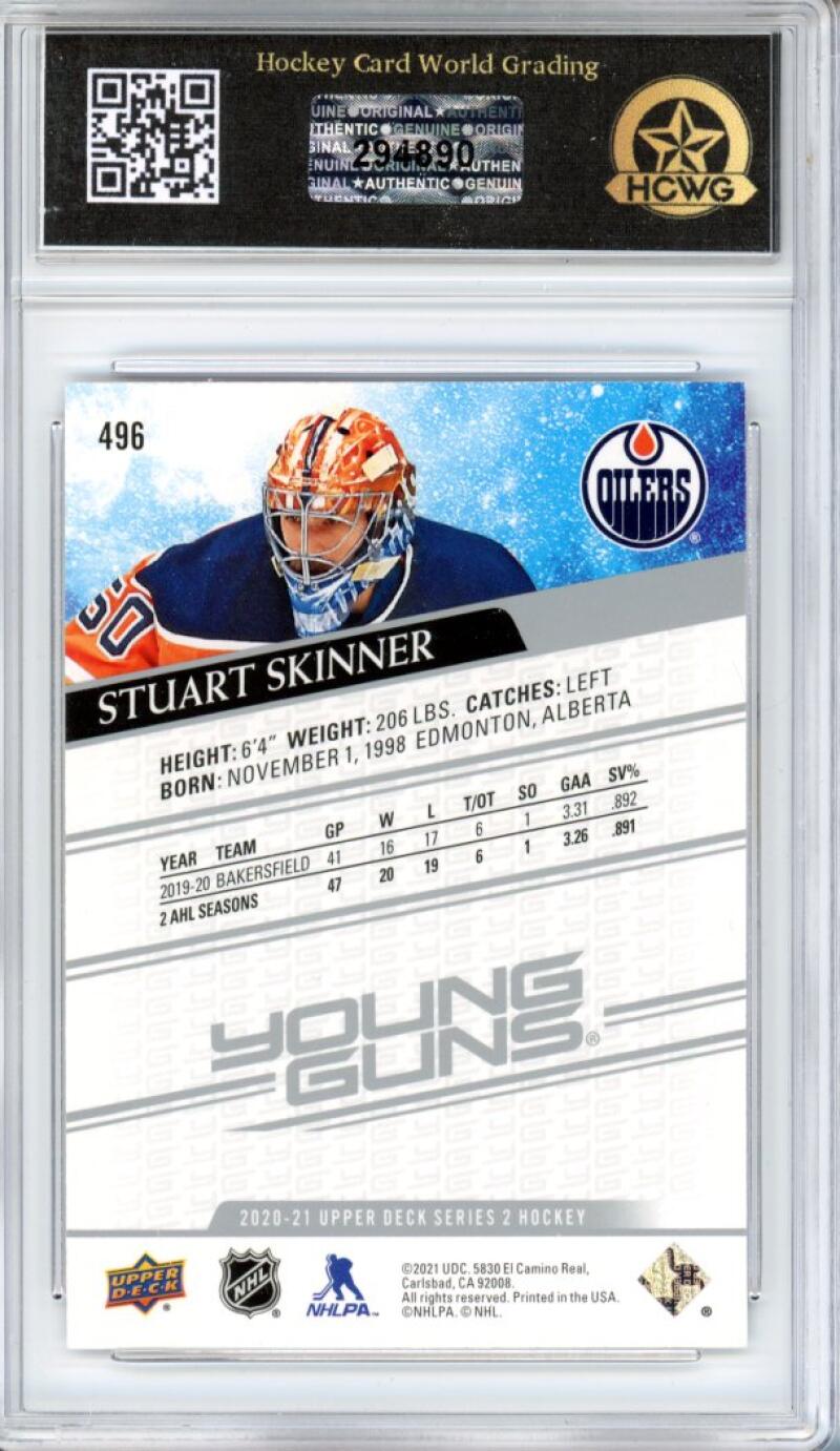 2020-21 Upper Deck #496 Stuart Skinner YG Rookie Graded Mint HCWG 9 - 294890 Image 2