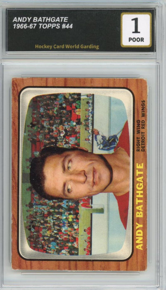 1966-67 Topps #44 Andy Bathgate Hockey Card Vintage Graded HCWG 1 Image 1