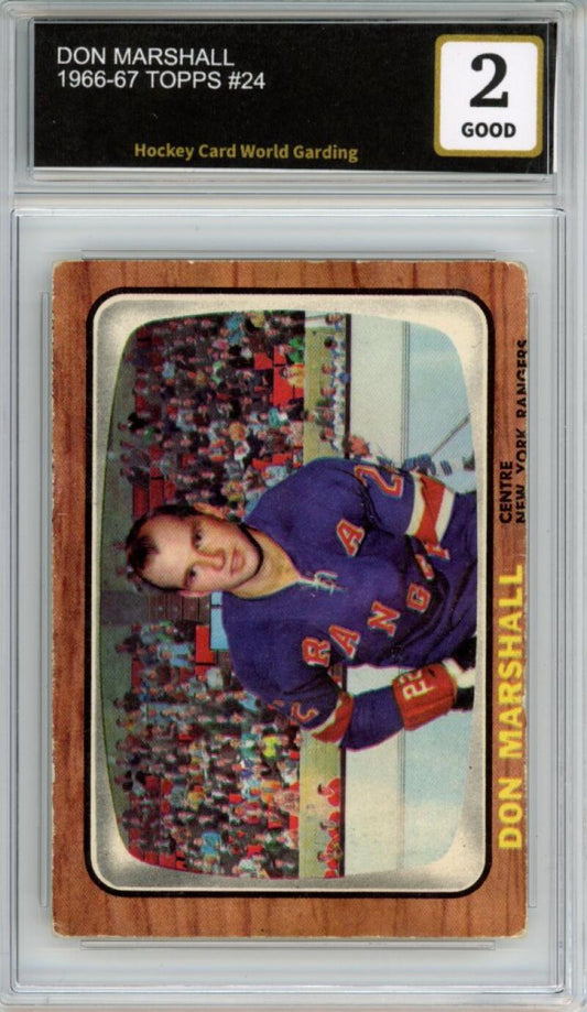 1966-67 Topps #24 Don Marshall Hockey Card Vintage Graded HCWG 2 Image 1