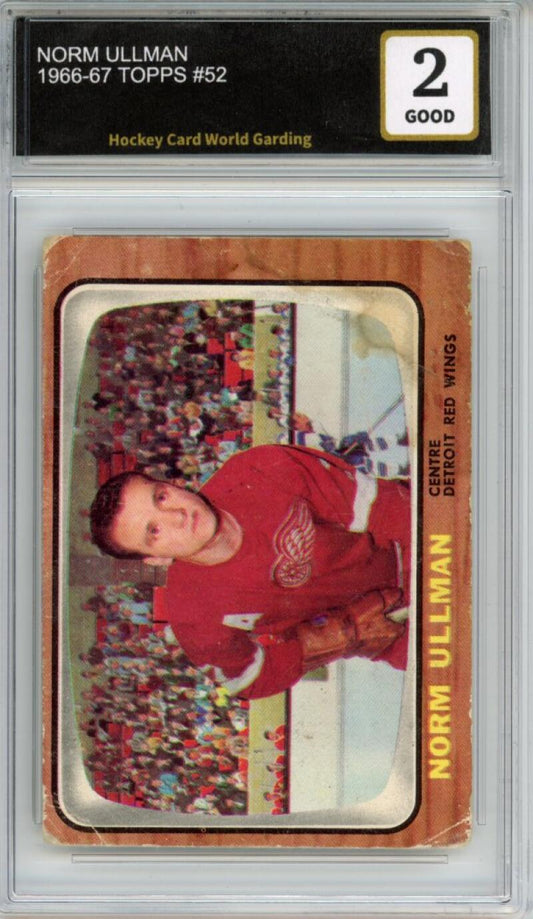 1966-67 Topps #52 Norm Ullman Hockey Card Vintage Graded HCWG 2 Image 1