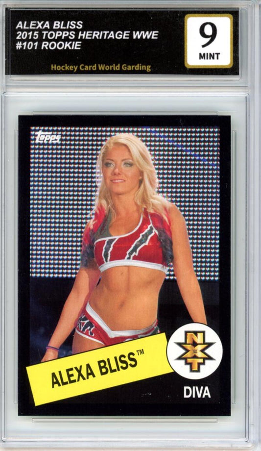 2015 Topps Heritage WWE #101 Alexa Bliss Rookie RC Graded Mint HCWG 9 Image 1