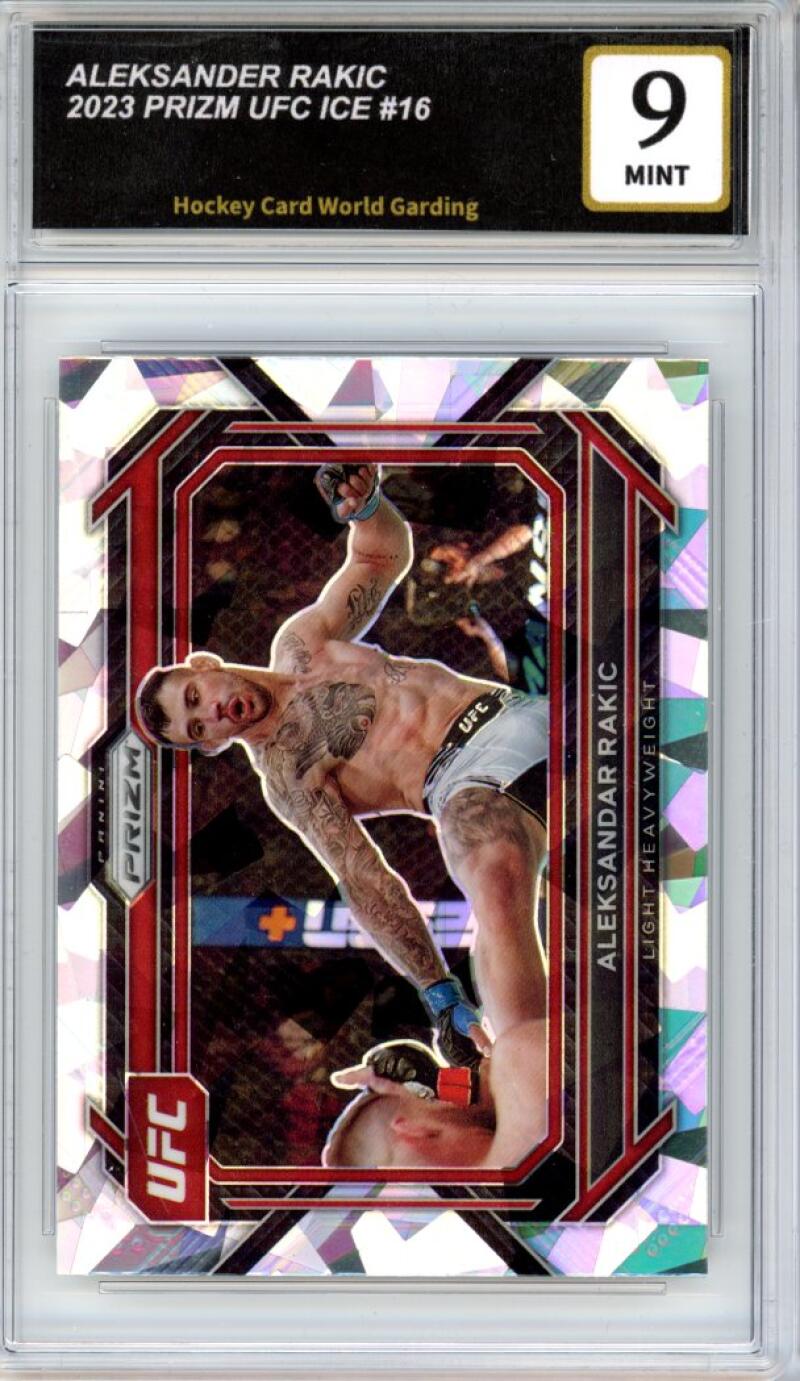 2023 Panini Prizm UFC Ice #16 Aleksander Rakic Graded Mint HCWG 9 Image 1
