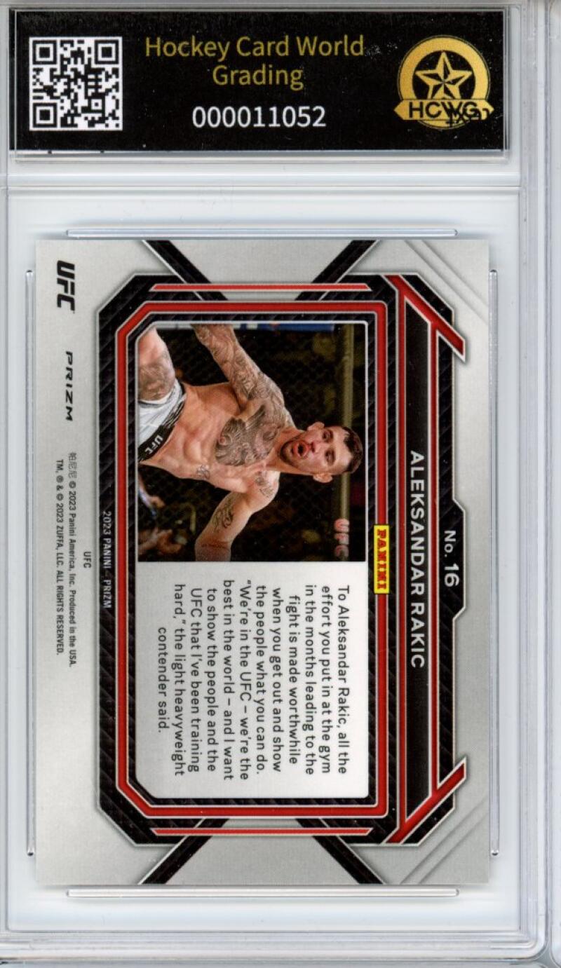 2023 Panini Prizm UFC Ice #16 Aleksander Rakic Graded Mint HCWG 9 Image 2