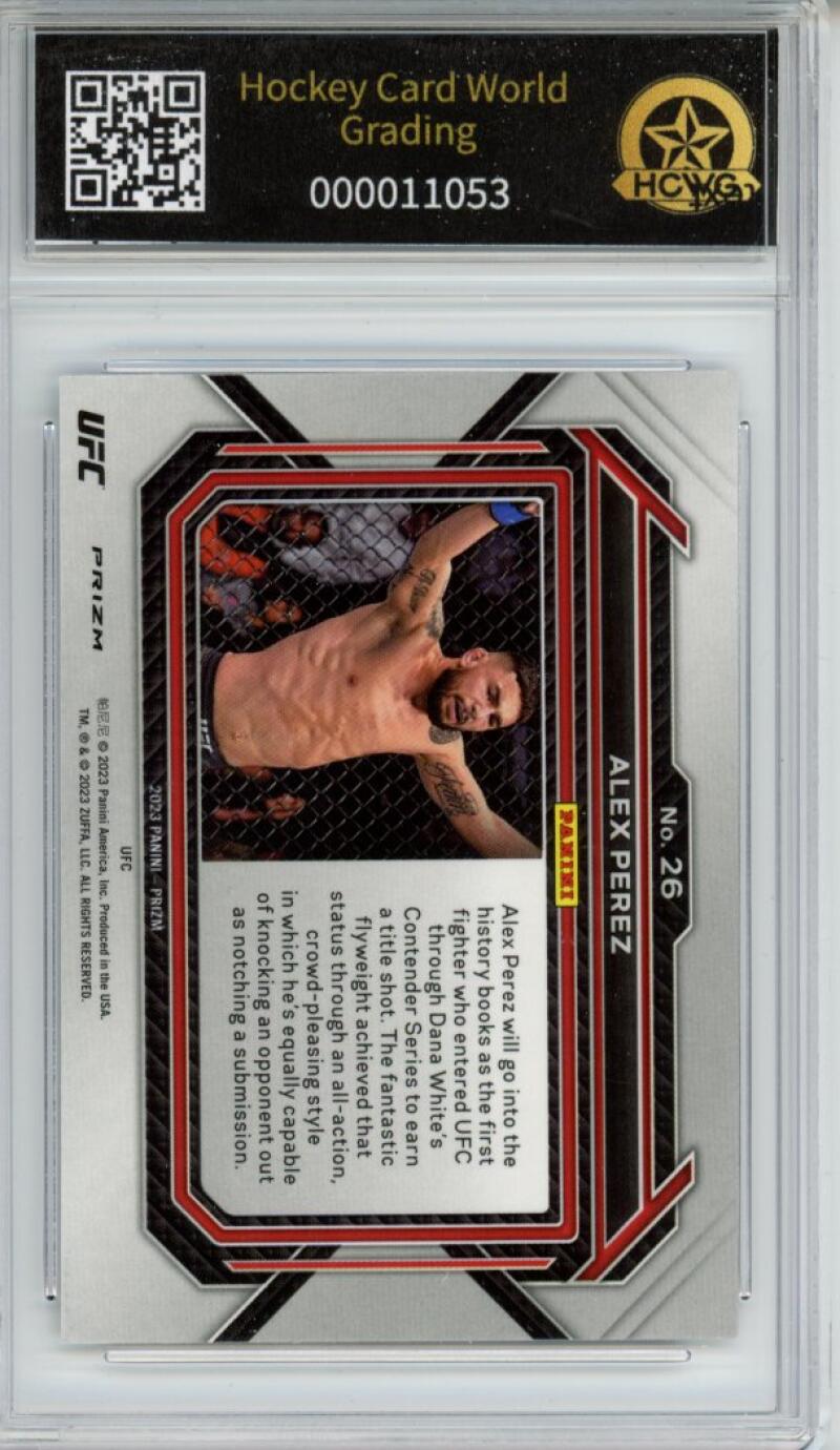 2023 Panini Prizm UFC Ice #26 Alex Perez Graded Mint HCWG 9 Image 2