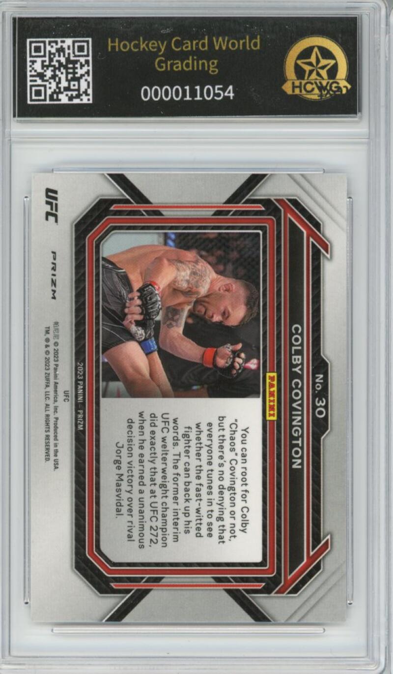 2023 Panini Prizm UFC Ice #30 Colby Covington Graded Mint HCWG 9 Image 2