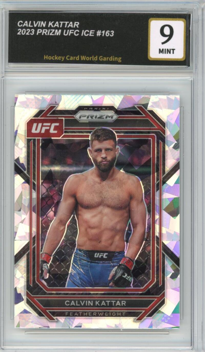 2023 Panini Prizm UFC Ice #163 Calvin Kattar Graded Mint HCWG 9 Image 1