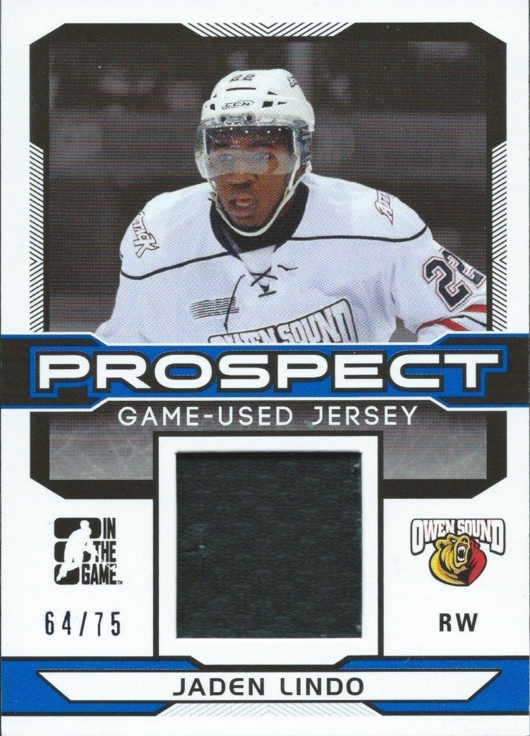  2014-15 ITG Draft Prospects Jersey Blue JADEN LINDO 64/75 Material 01573 Image 1