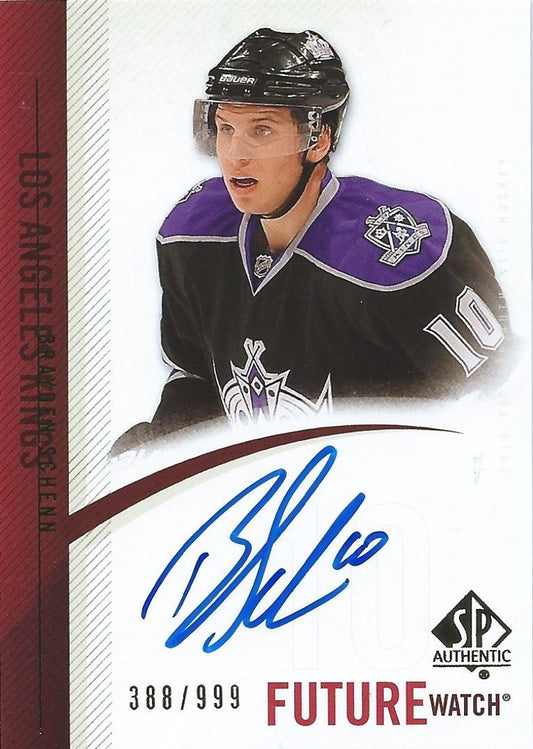  2010-11 SP Authentic BRAYDEN SCHENN Auto/RC #/999 Rookie UD 00678 Image 1