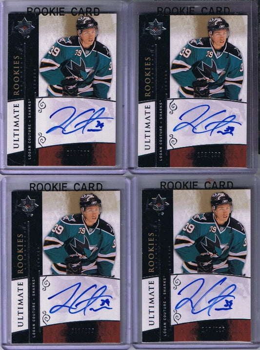 2009-10 Ultimate Rookies LOGAN COUTURE Auto / Rookie #/299 Sharks RC 01647 Image 1