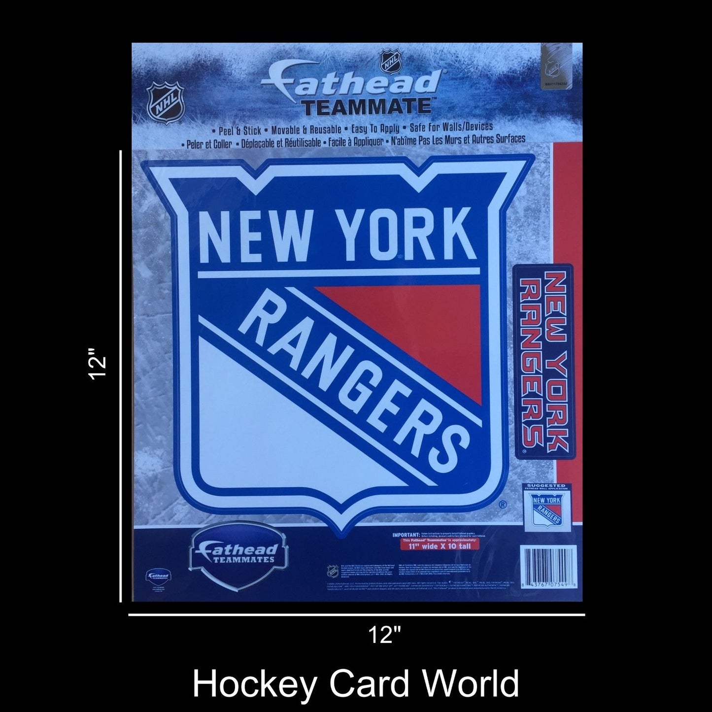 New York Rangers 12" Fathead Jumbo Multi-Use Coloured Decal Sticker