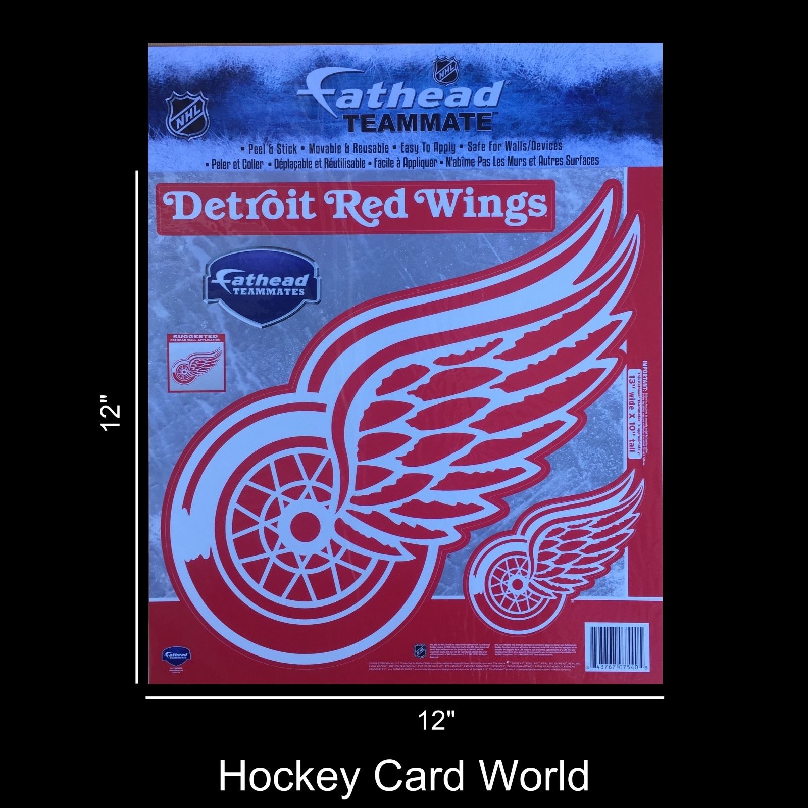  Detroit Red Wings 12" Fathead Jumbo Multi-Use Coloured Decal Sticker Image 1