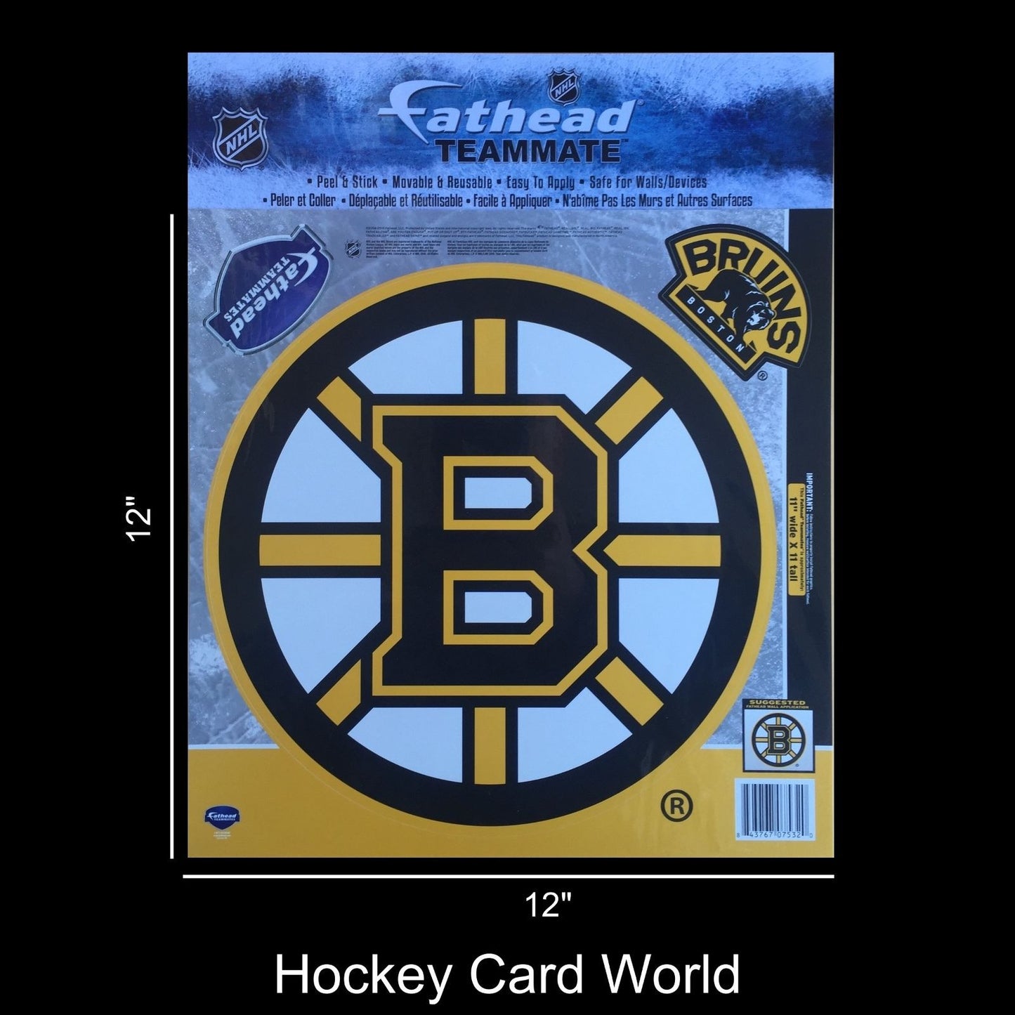 Boston Bruins 12" Fathead Jumbo Multi-Use Coloured Decal Sticker