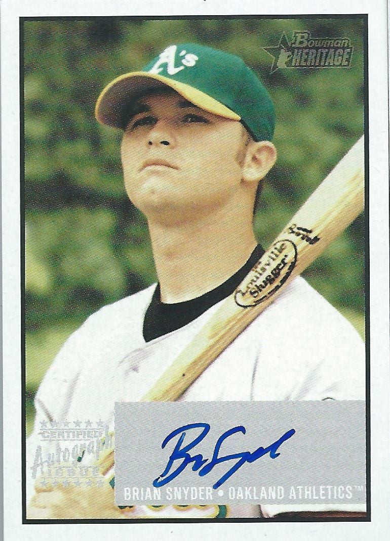 2003 Bowman Heritage BRIAN SNYDER Auto Signature Signs of Greatness 01299