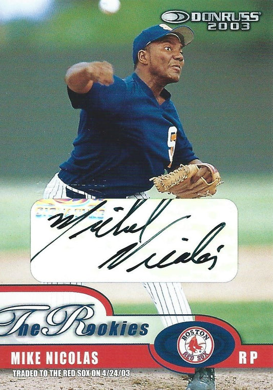  2003 Donruss Rookies Auto MIKE NICOLAS 351/1000 Autographs MLB 01314 Image 1