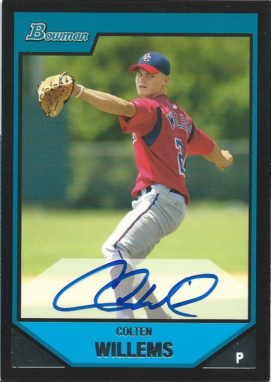  2007 Bowman Prospects Blue COLTEN WILLEMS /500 Auto Signature MLB 01303 Image 1