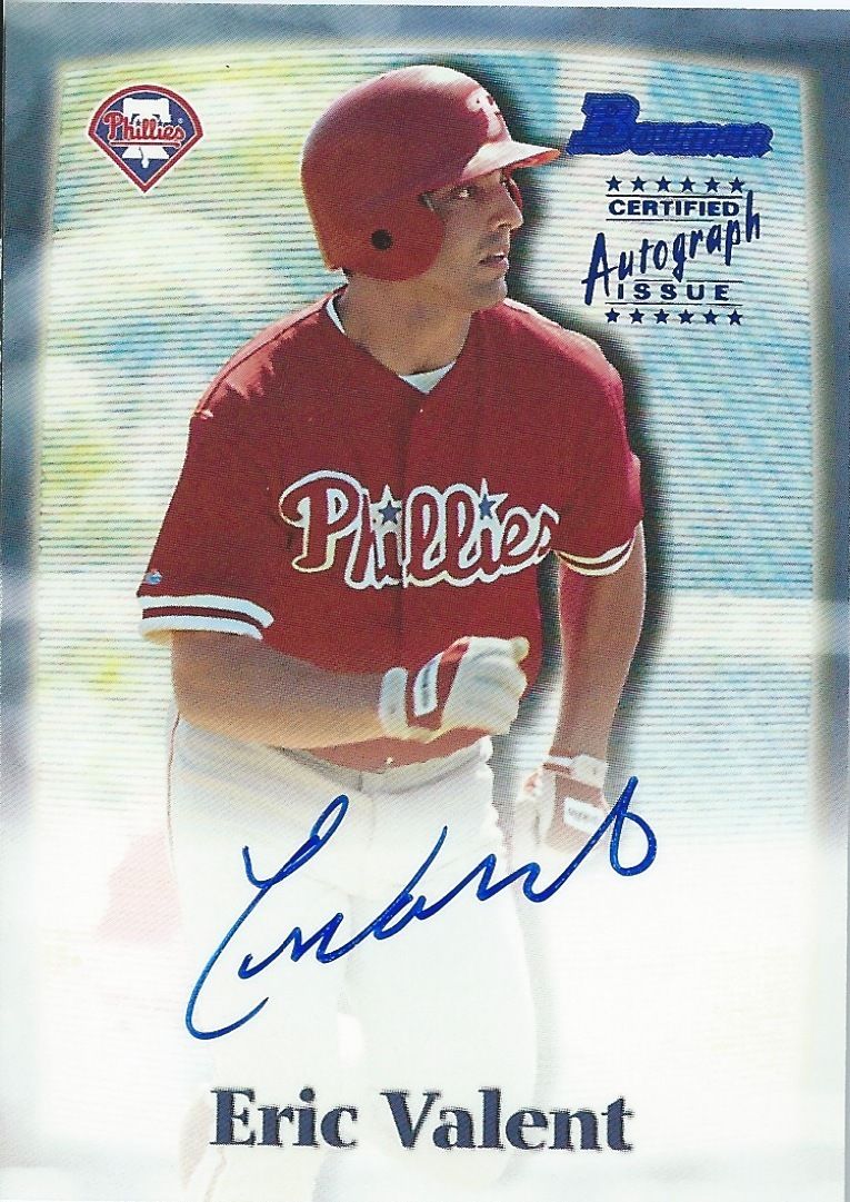  2000 Bowman ERIC VALENT Auto Autographs Signature MLB Baseball 01286 Image 1