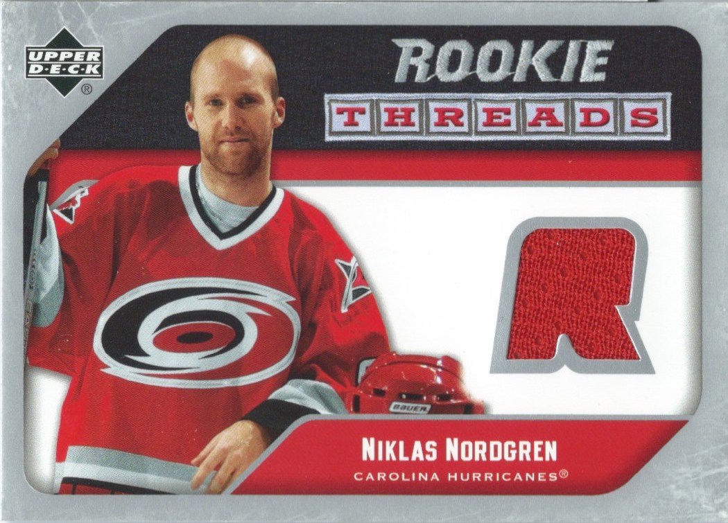  2005-06 Upper Deck Rookie Threads NIKLAS NORDFREN UD Jersey NHL 01859 Image 1