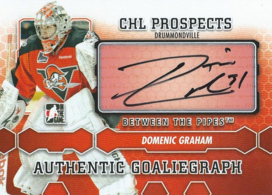 2012-13 Between the Pipes DOMENIC GRAHAM Autograph Goaliegraph 00413